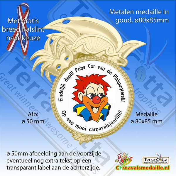 carnavalsmedailles laten maken met gratis halslint en afbeelding.